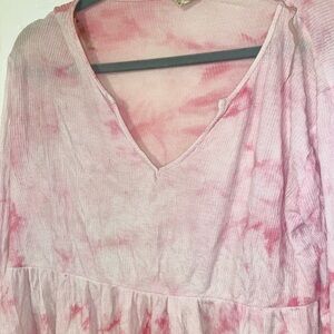PINK TIE DYE LONG SLEEVE TOP 70S STYLE